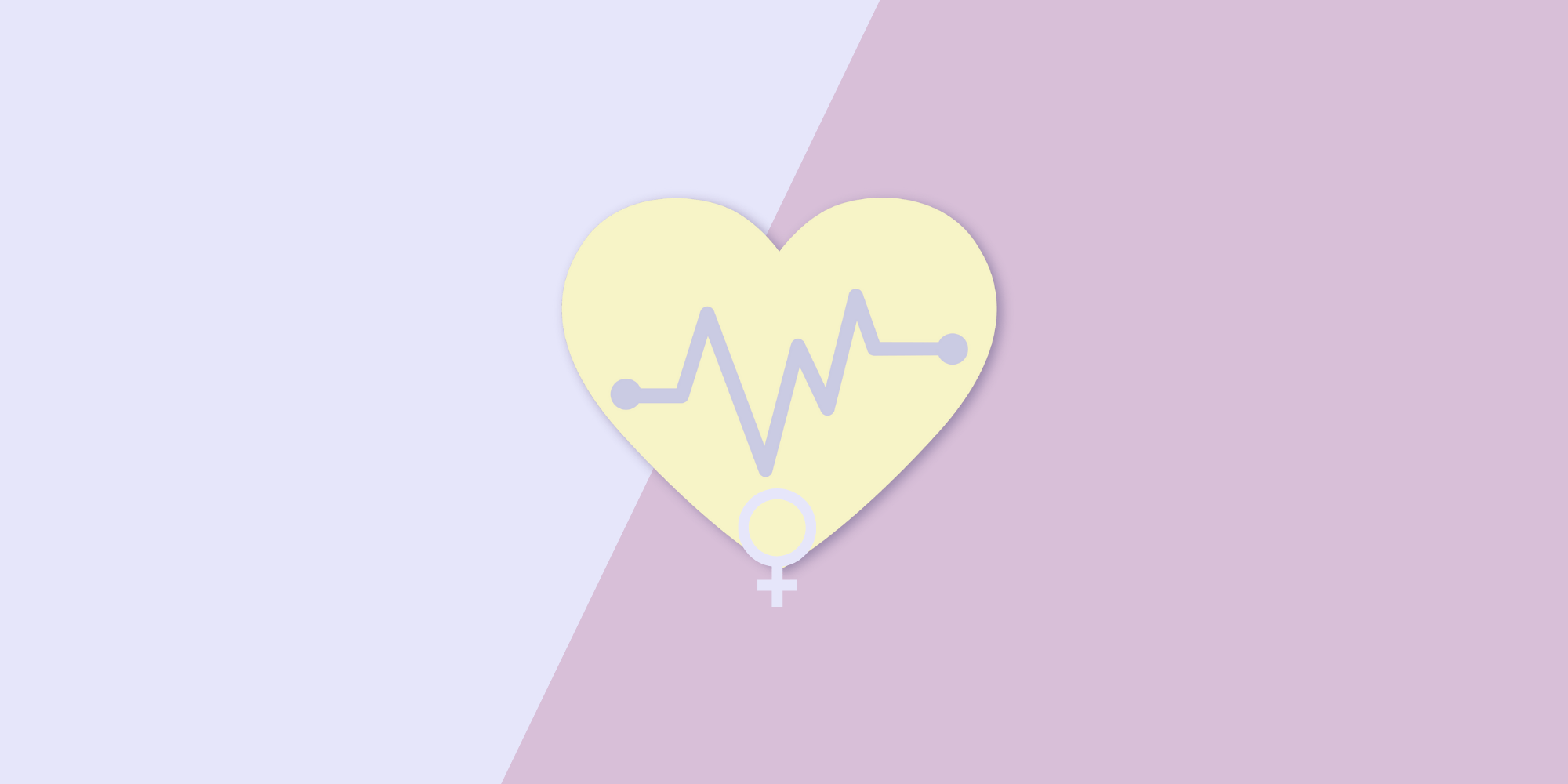Frauengesundheit und die Forschung - gelbes Herz mit Herzschlag auf pastell-farbigem Hintergrund