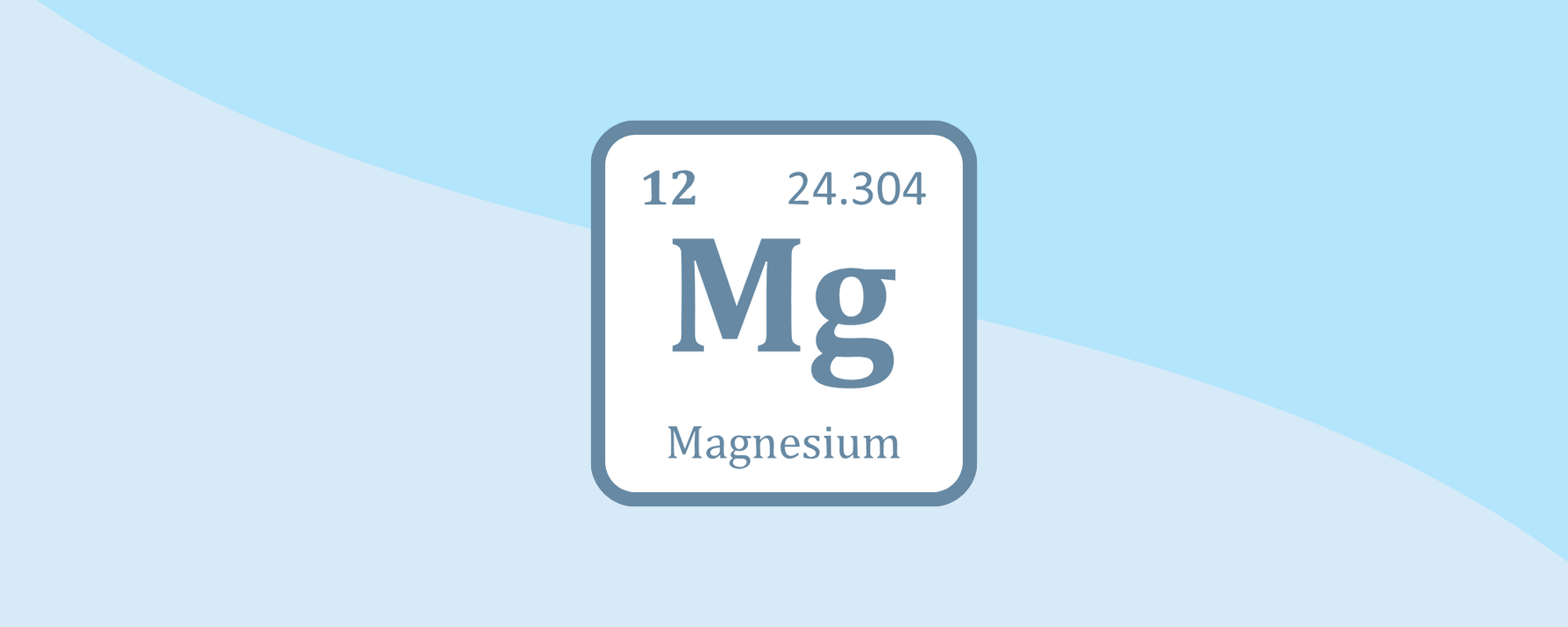 Magnesium Zeichen des Periodensystems auf pastellig-blauem Hintergrund