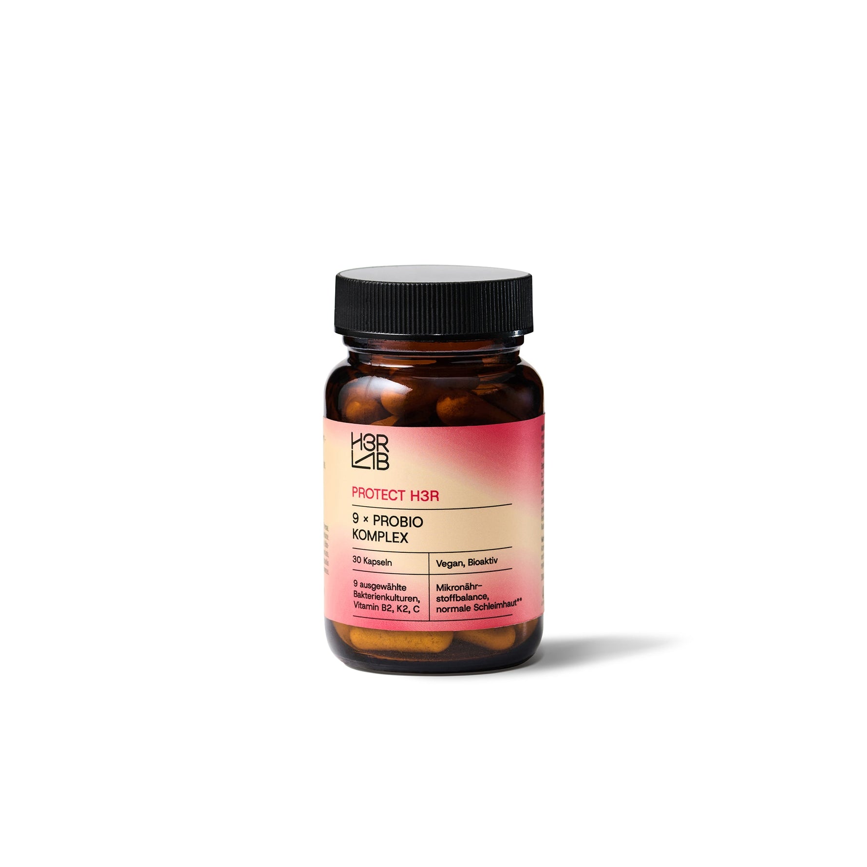 Verschiedene 9xProbio Komplex Nahrungsergänzungsmittel von H3R LAB in Packung mit Blister und Tabletten
