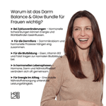H3R LAB Darm Balance & Glow Bundle mit probiotischen Kapseln und Nahrungsergänzung für eine gesunde Verdauung und strahlende Haut.