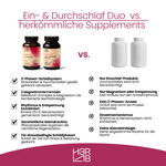 H3R LAB Einschlaf & Durchschlaf Duo, natürliche Nahrungsergänzung für besseren Schlaf, Packung mit Tabletten und Kapseln.