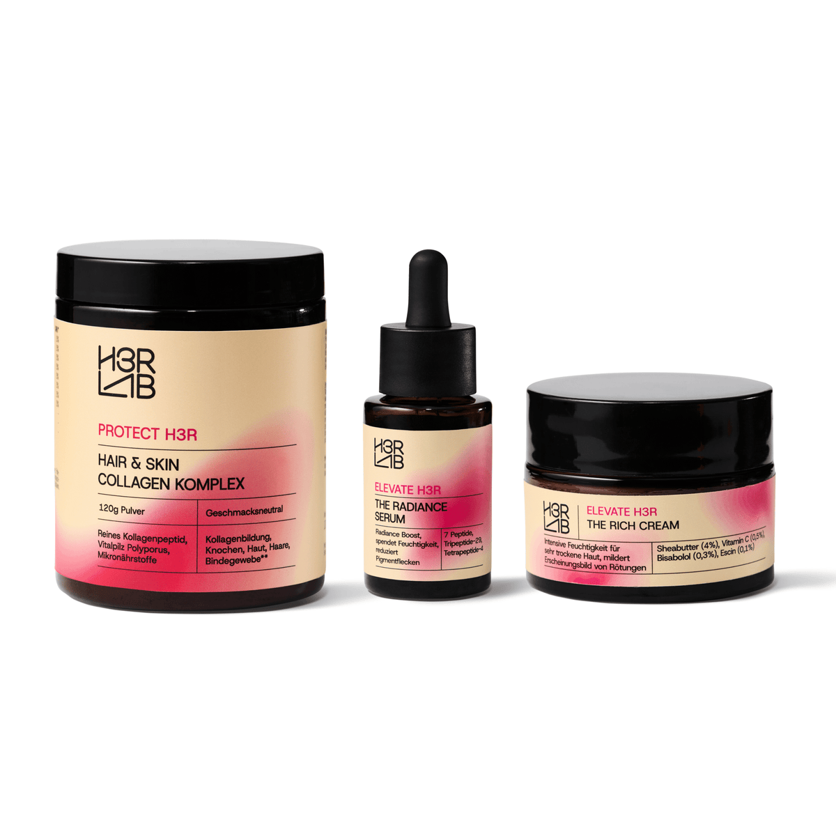 H3R LAB Haar- und Hautpflege-Set mit Shampoo, Conditioner und Hautpflegeprodukten, natürliche Inhaltsstoffe, gepflegtes Aussehen