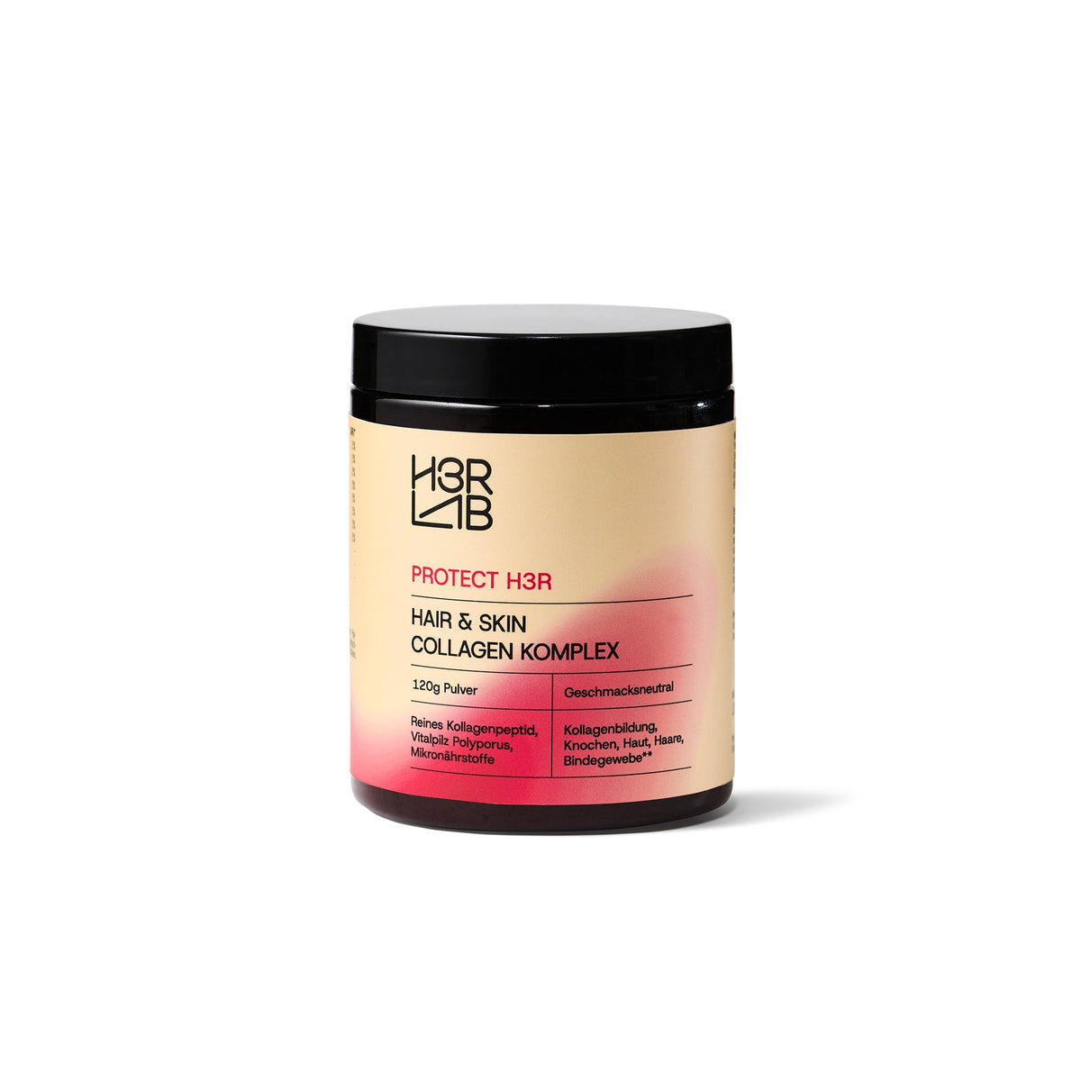 H3R LAB Hair & Skin Kollagen Komplex in Glasbehälter, Nahrungsergänzungsmittel für Haare und Haut, Geschenkverpackung sichtbar