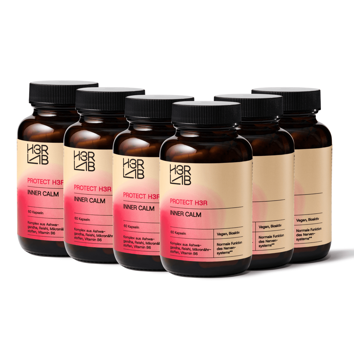 H3R LAB Inner Calm
Nahrungsergänzungsmittel mit Ashwagandha, Reishi und Vitamin
B6 