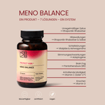 H3RLAB Meno Balance Nahrungsergänzungsmittel, Packung mit Kapseln, Nahaufnahme der Produktverpackung.