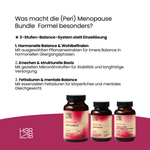 H3R LAB Menopause-Bundle mit Produkten für die Unterstützung während der Perimenopause, inklusive Nahrungsergänzung und Pflege.