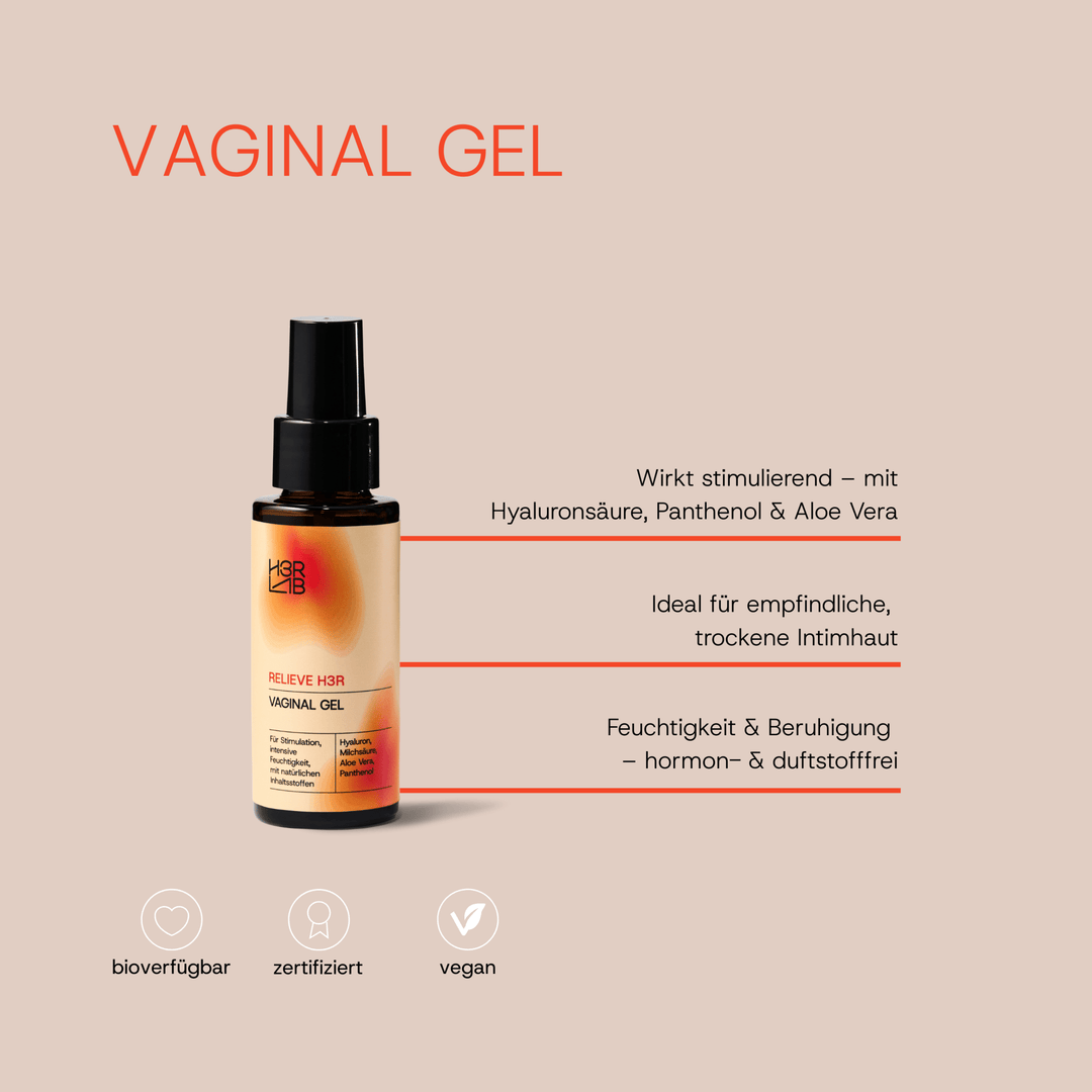 Vaginalgel mit Aloe Vera von H3R LAB, 50 ml, in einer modernen Verpackung, ideal für Feuchtigkeit und Pflege.