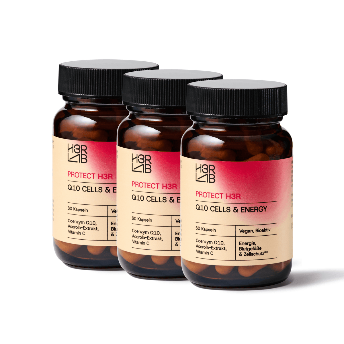 H3RLAB Q10 Cells & Energy Nahrungsergänzungsmittel mit Coenzym Q10 in Kapseln, für mehr Energie und Zellgesundheit