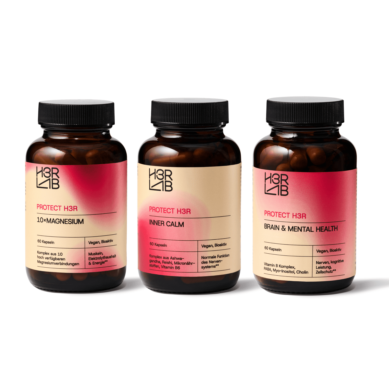 H3R LAB Stress Balance Bundle mit Entspannungs- und Balance-Produkten, abgebildet in einer stilvollen Verpackung