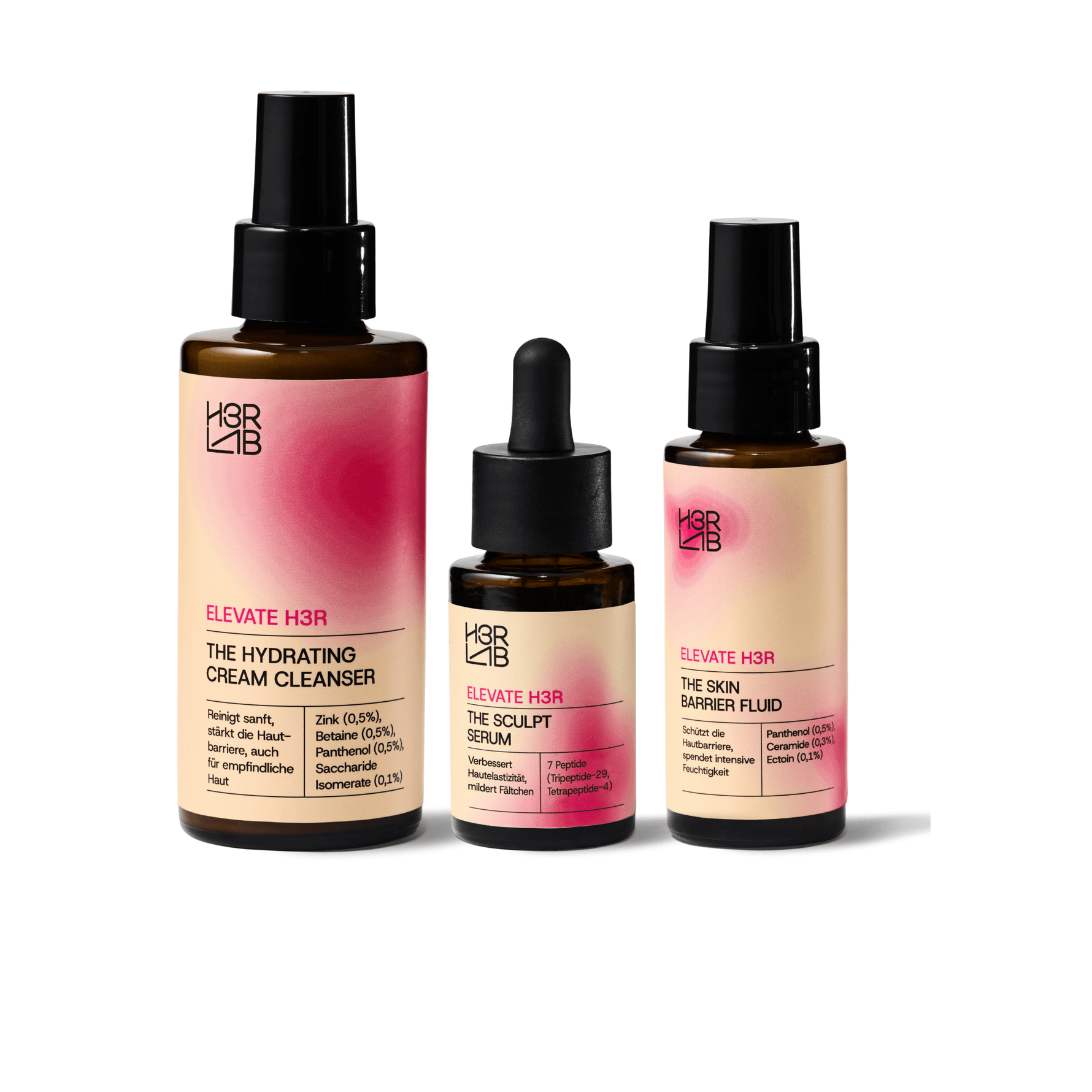 H3R LAB The Sculpt Bundle mit verschiedenen Beauty- und Pflegeprodukten, präsentiert in einer stilvollen Verpackung