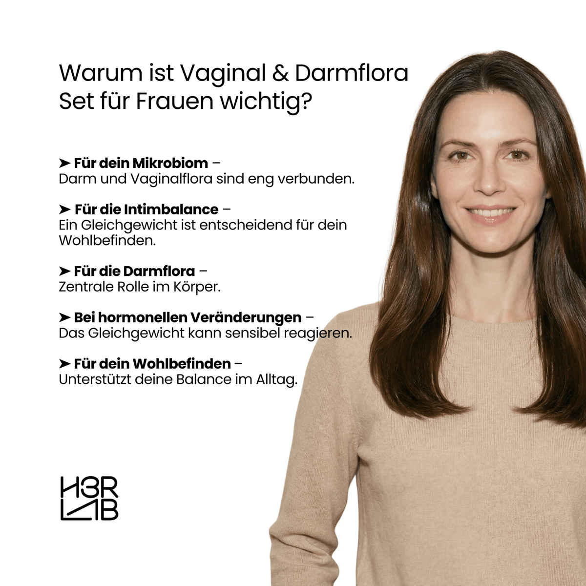 Vaginal- und Darmflora Set von H3R LAB mit probiotischen Kapseln und Pflegeprodukten für das Gleichgewicht der Flora
