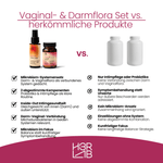 Vaginal- und Darmflora-Set von H3R LAB mit probiotischen Kapseln in einer weißen Verpackung.