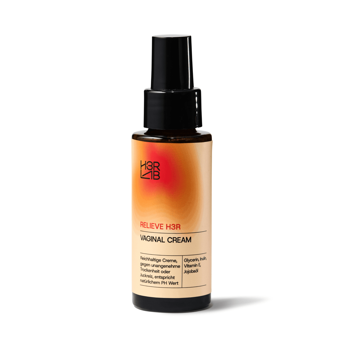 Vaginalcreme mit Inulin von H3R LAB, 50 ml, cremige Textur, für die Intimhygiene und Pflege, in einer weißen Tube.