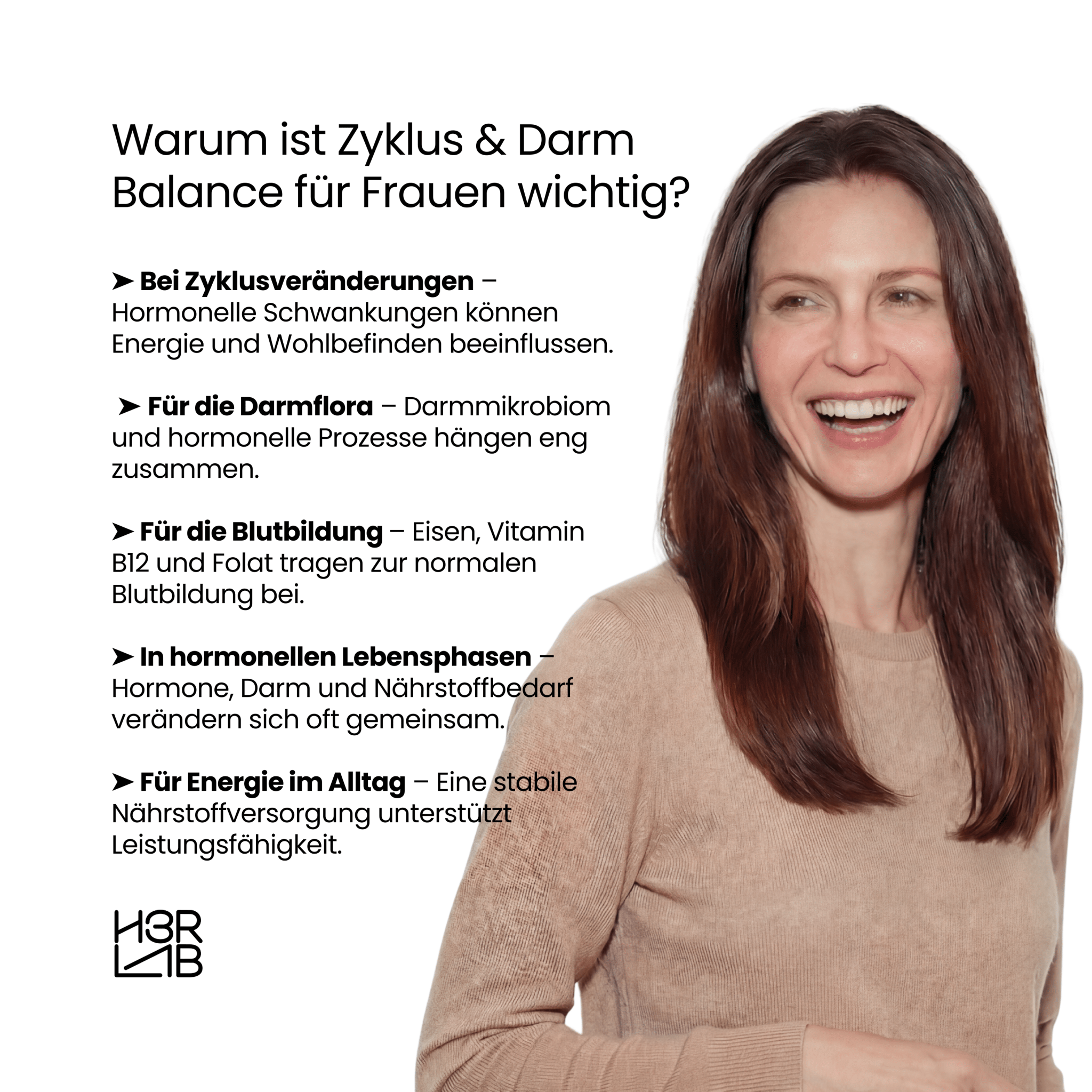 H3RLAB Zyklus & Darm Balance Bundle mit natürlichen Nahrungsergänzungsmitteln für einen ausgeglichenen Zyklus und Darmgesundheit.